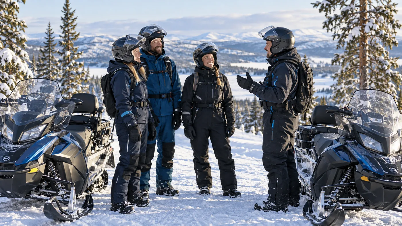 Snöskoterförare samlade vid vinterleden